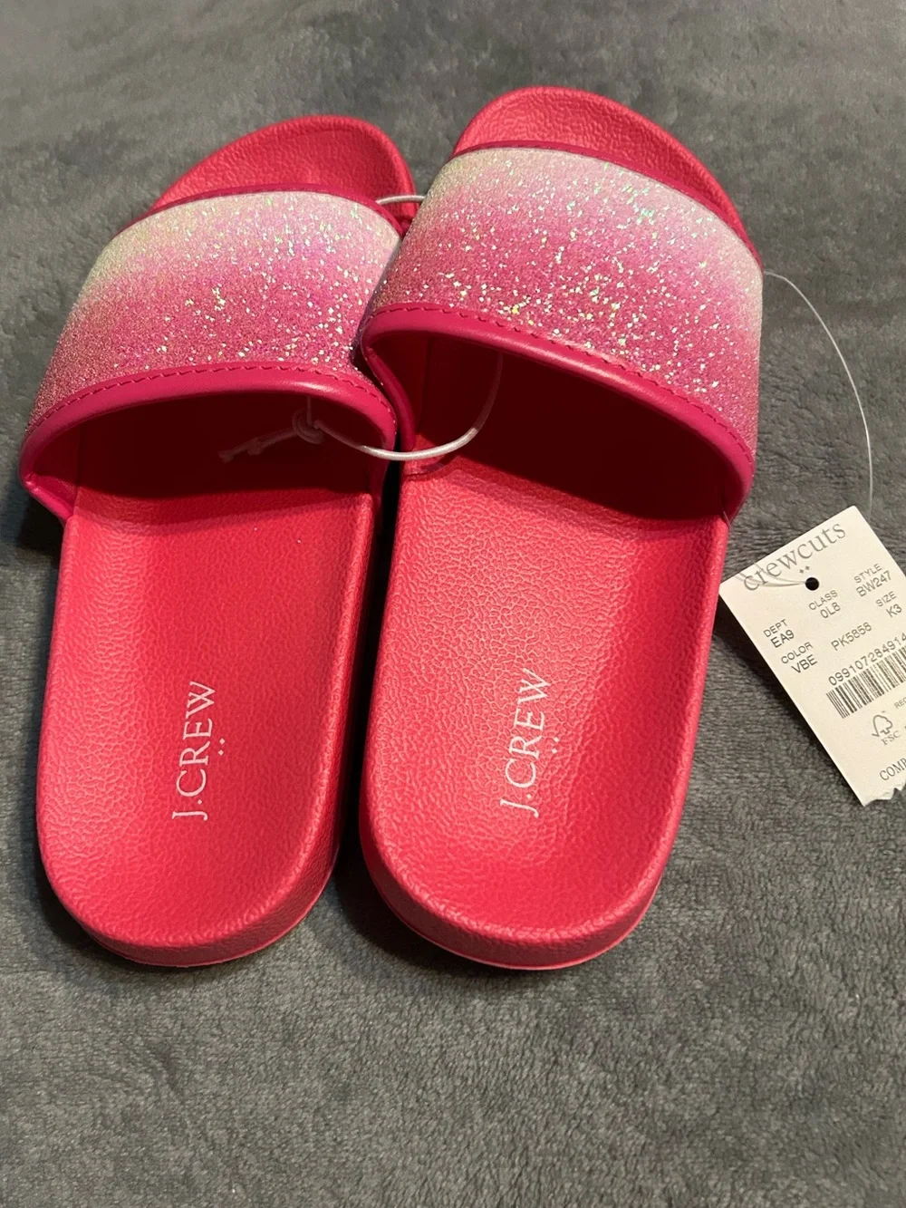 J. Crew Kids' Hot Pink Glitter Ombre Slide Sandals